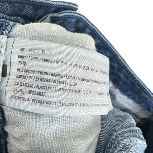 Hollister Patchwork Raw Hem High Rise Straight Leg Cropped Mom Jeans Size 26 - Picture 8 of 9